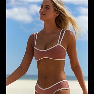 Free People x ONEONE Alma Bikini Top in Blush Shimmer